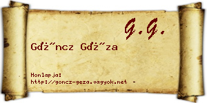 Göncz Géza névjegykártya